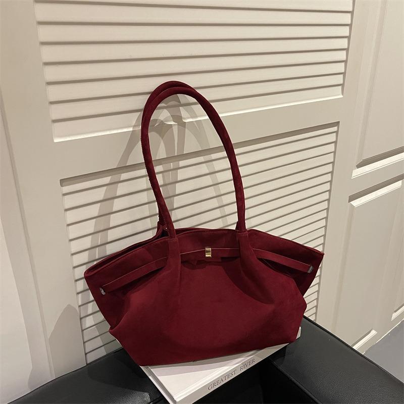 Große Kapazität Einfarbige Lässige Faule Stil Mattierte Schultertasche Fächerförmige Teigtaschen-Tragetasche Für Frauen
