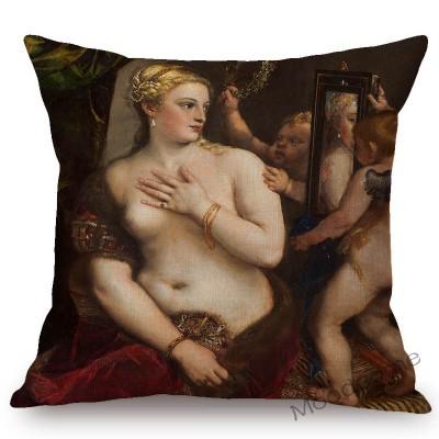 Neoclassic Italian Renaissance Titian Christian Bible Theme Painting Venus Home Decor Sofa Pillow Case Vintage Art Cushion Cover