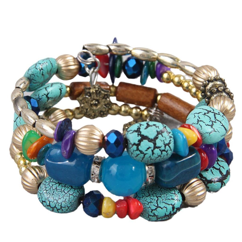 Europe, America, Simple Bohemian Famous Wind Crushed Stone Accessories, Multi-layer Bead Temperament Women's Bracelet