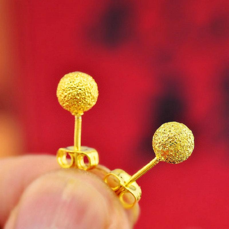 

Exquisite Gold-Plated Frosted Stud Earrings - 5mm Versatile Round Beads