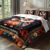 3pcs Bohemian Owl Printed Bedding Duvet Cover Set Owl Themed Bedding Quilt Set Floral Printed Owl Bedroom Decor Bed Quilt Set
