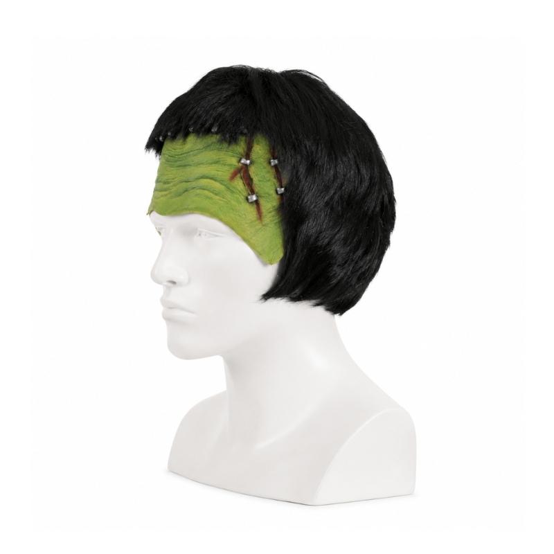 Halloween-halvmaske for voksne med hår, latex-skapning panne-hodeplagg for Cosplay, scene og festkvelder