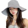 Korean Style Plaid Wide-brimmed Sun Protection Bucket Hat for Women - Spring/Summer Elegant Hiking Accessory with Face-Flattering Design.