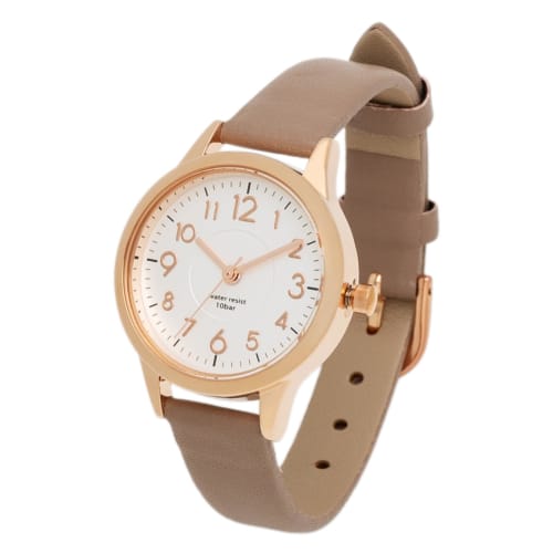 

Fieldwork Women s Analog Watch with Leather Strap, Water Resistant to 10 ATM, Pink Gray, WP Juvia ST257Z-6