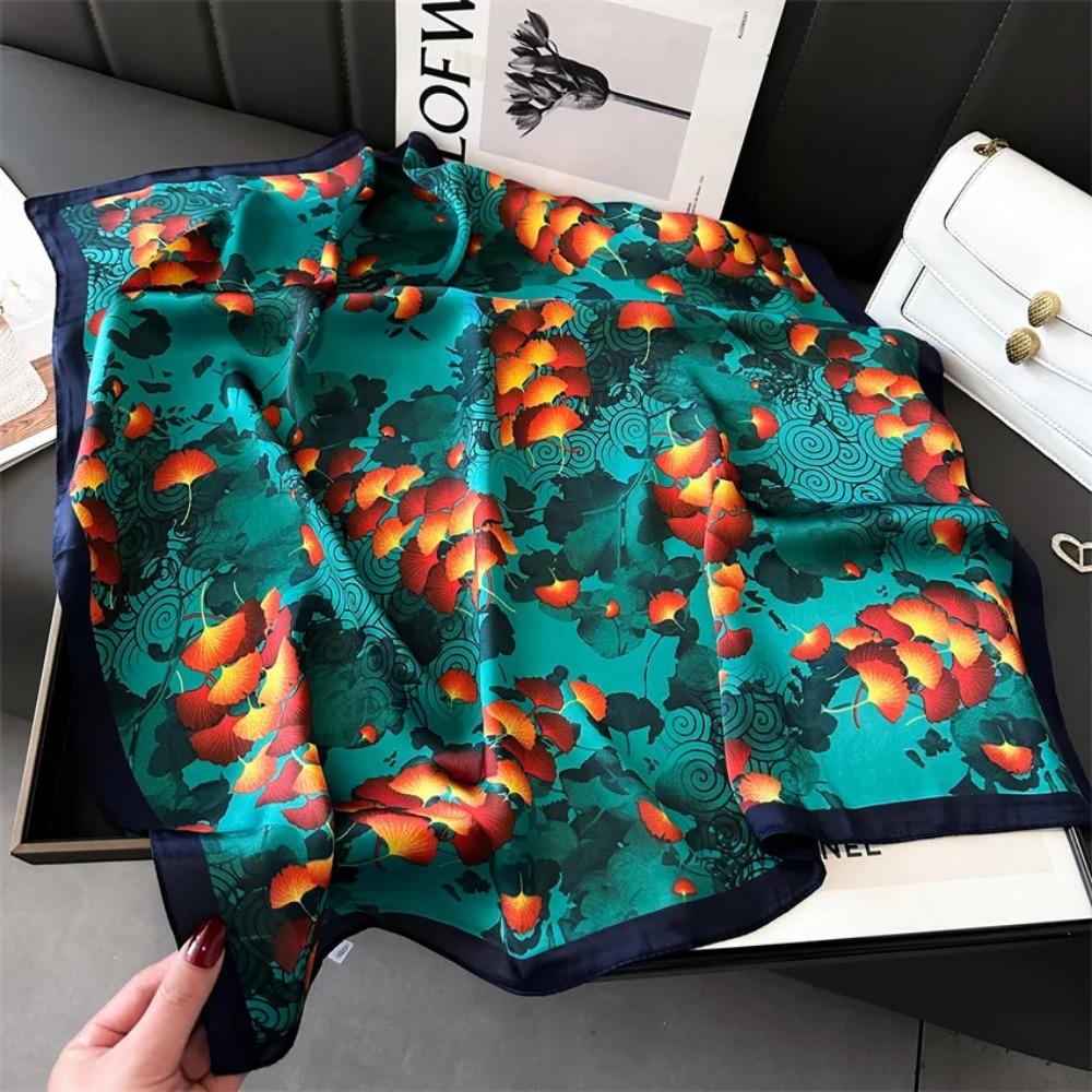 Neuer Sommer 70X70cm Großer Quadratischer Schal Seidenschal Vintage-Druck Schal Kopftuch Beliebte Seidenschals Bandana Sonnenschutzschal