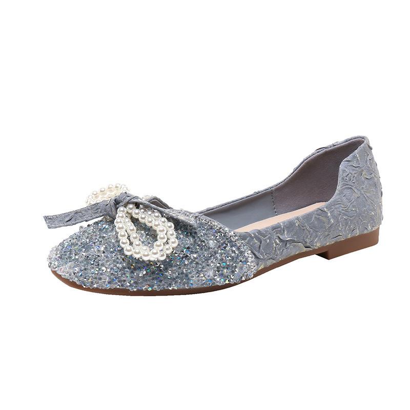 

Новые туфли-лодочки с квадратным носком и плоской подошвой, женские одинарные туфли с жемчугом, туфли-лодочки со стразами и бантом на плоском каблуке, женская обувь большого размера 43