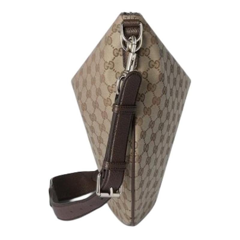 Gucci Silhouette Design Logo Canvas Crossbody Shoulder Bag Medium Women's Beige