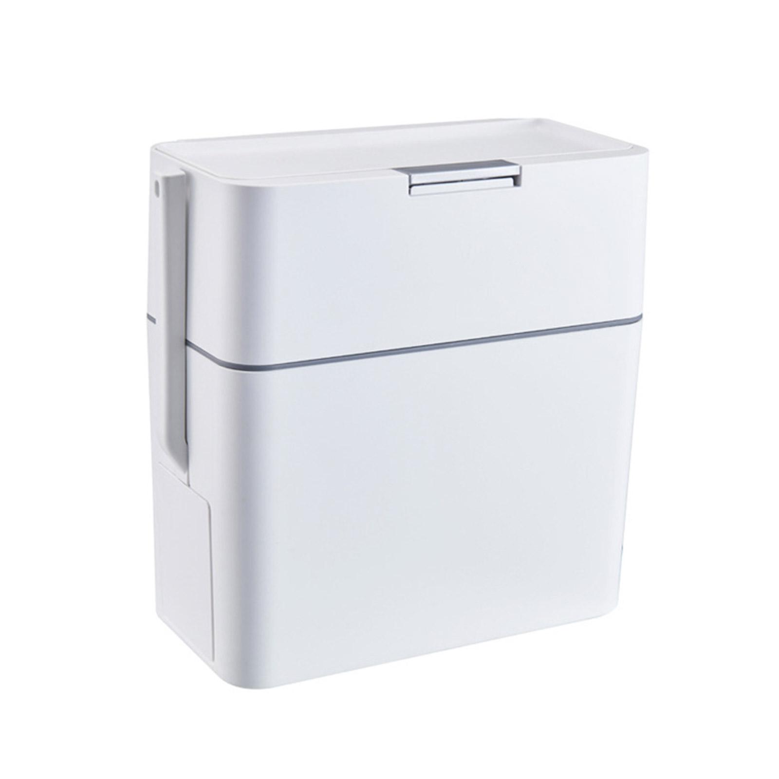 Trash Can with Toilet Brush Press-Type Garbage Can Slim Rectangular Trash Bin Bathroom Trash Can for Toilet Kitchen 1