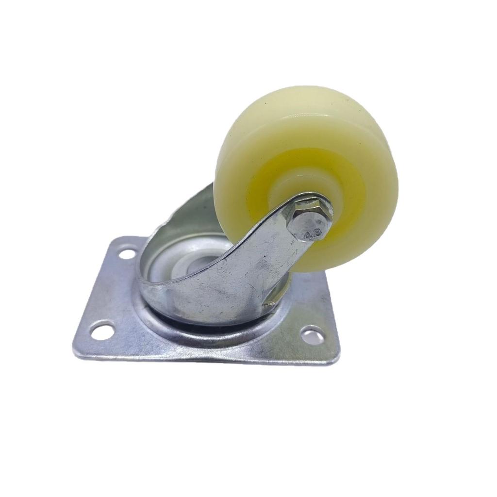 Lightweight Nylon Swivel Caster with White Flat Fat Tire Wheel for Furniture