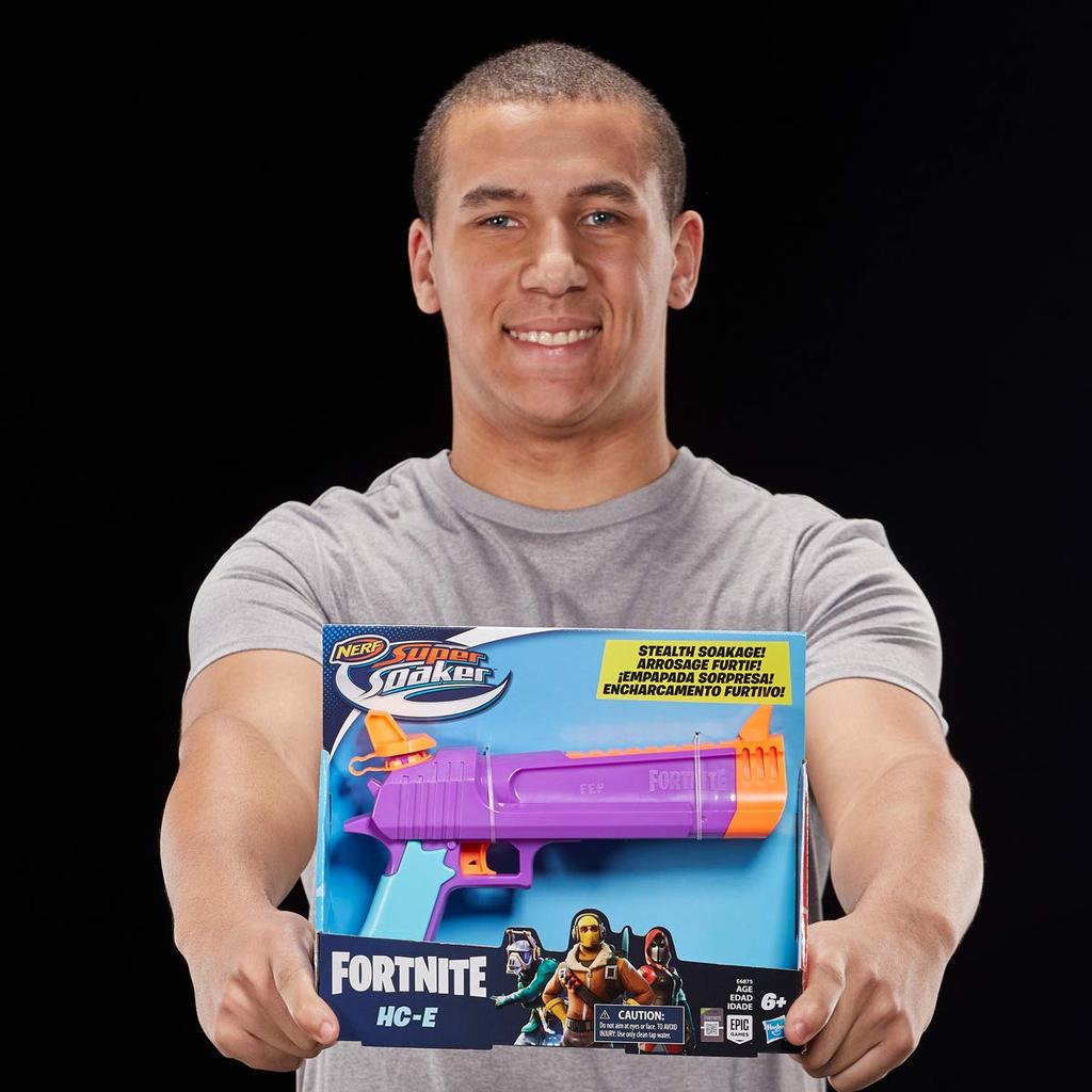 HASBRO Nerf Fortnite HC E Super Soaker Woda kompaktowy dla młodych nastolatków i prawdziwych dorosłych Wyrzutnia, pojemność 218,8 ml, rozmiar, osoby, dorośli, E6875,