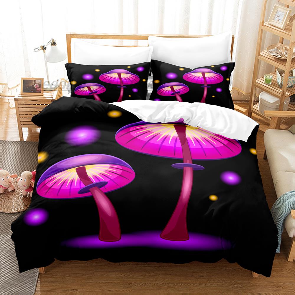 Rainbow Star Mushroom Bedding Set Single Twin Full Queen King Size Bed Set Aldult Kid Bedroom 3D Print Anime Bed Sheet Set