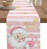 Christmas Santa Claus Pink Snowflake Linen Table Runner Party Decor Winter Xmas Kitchen Table Runner Christmas Decorations