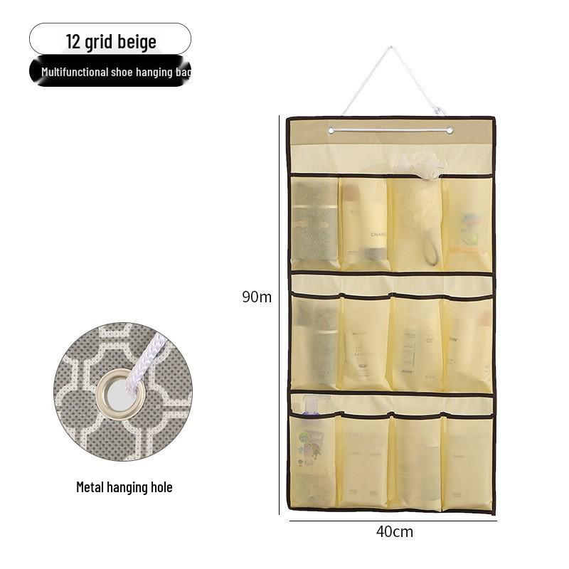 Wall-Mounted Fabric Hanging Organizer with Pockets - Essential Over-the-Door Storage for Dorms and Homes