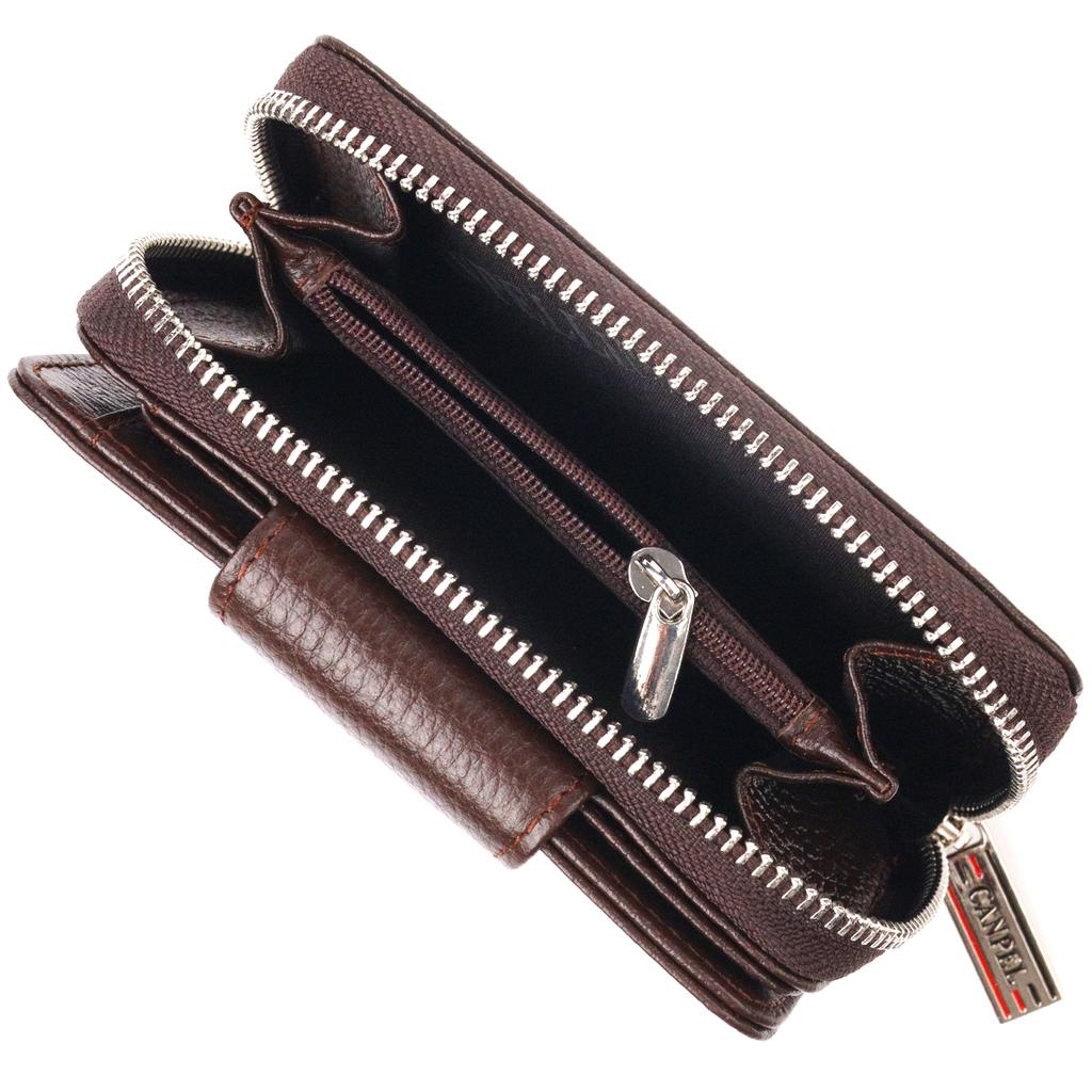 Beautiful Vertical Women's Purse with a Coin Holder with a Zipper Made of Genuine Leather Flotar CANPELLINI Wallet 21600 Brown