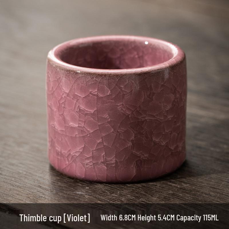 Ceramic Ice Flower Glaze Tea Cup Set: Water-Resistant, Large Thumb Ring, Four Seasons Gift Box.