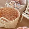 Boho Fabric Laundry Basket Floral Print Quilted Storage Basket Portable Folding Basket Bag with Handles for Home Clothes And Sundries