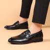 FashionMan Slipper Slip-on Schwarz Runde Zehe Einfarbig Outdoor-Mode Party Hochzeitskleid Täglich Leder Mode Freizeitschuhe Herren