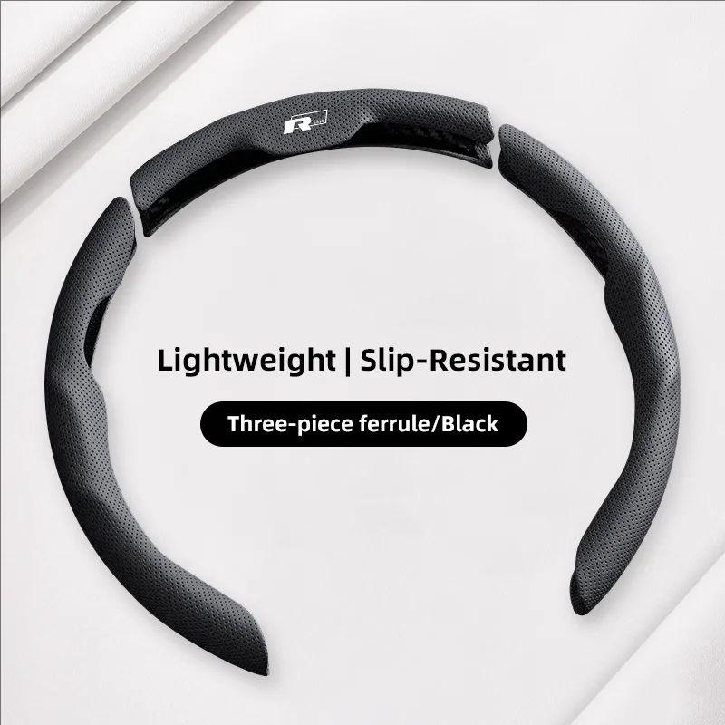 Car Steering Wheel Cover Breathable and Anti Slip Leather Handle Cover For VW Jetta Golf Passat Polo GTI Tiguan Arteon Hub Cap