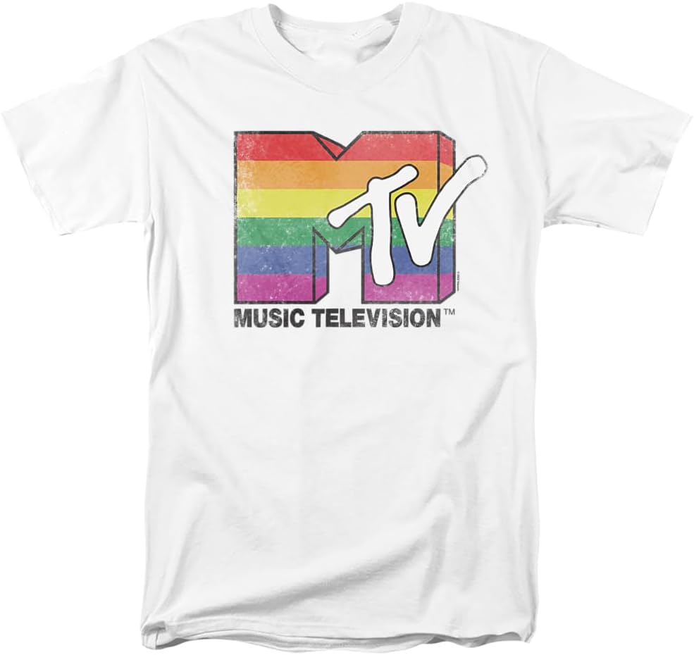 MTV Rainbow Pride Logo Unisex Adult T-Shirt White S разноцветный