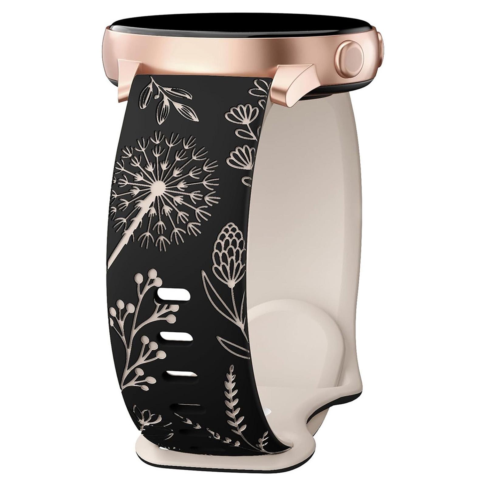 

Гравированный силиконовый ремешок для часов, замена для Samsung Galaxy Watch 6 5 4 Active 2 и других, ширина 20 мм, дизайн Одуванчик 6