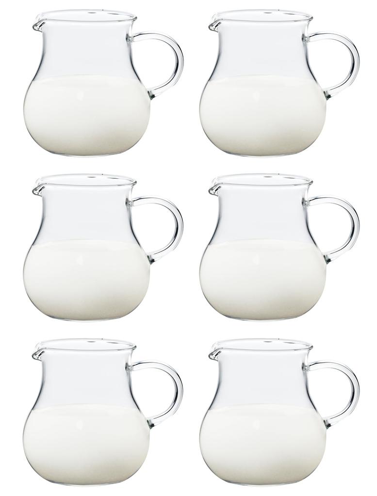 Toyo Sasaki Glass Syrup Pitcher with Handle, 80ml, Set of 6, Glass Creamer/Milk Pitcher, TS44029