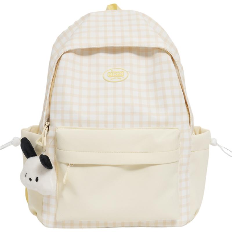 

Клетчатый рюкзак для учеников средней и старшей школы, школьный рюкзак, женский дорожный рюкзак большой вместимости жёлтый