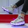 Spring and Summer New High-top Luminous Shoes Lamp Shoes Children's Runaway Shoes Velcro Casual Shoes Fashion Wheels Shoes