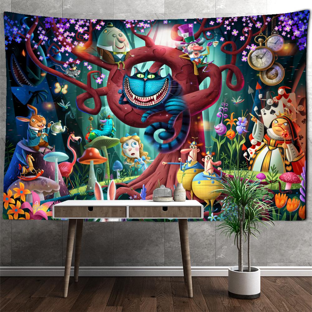Cartoon Animal Forest Tapestry Wall Hanging Bohemian Kawaii Hippie Minimalist Aesthetic Room Home Decor