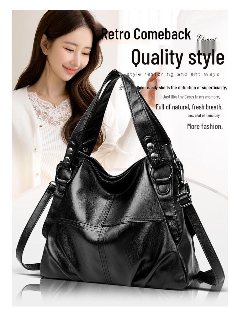 2023 Trendy Women's PU Handbag: European & American Patchwork, High-Quality, Large, Simple Design