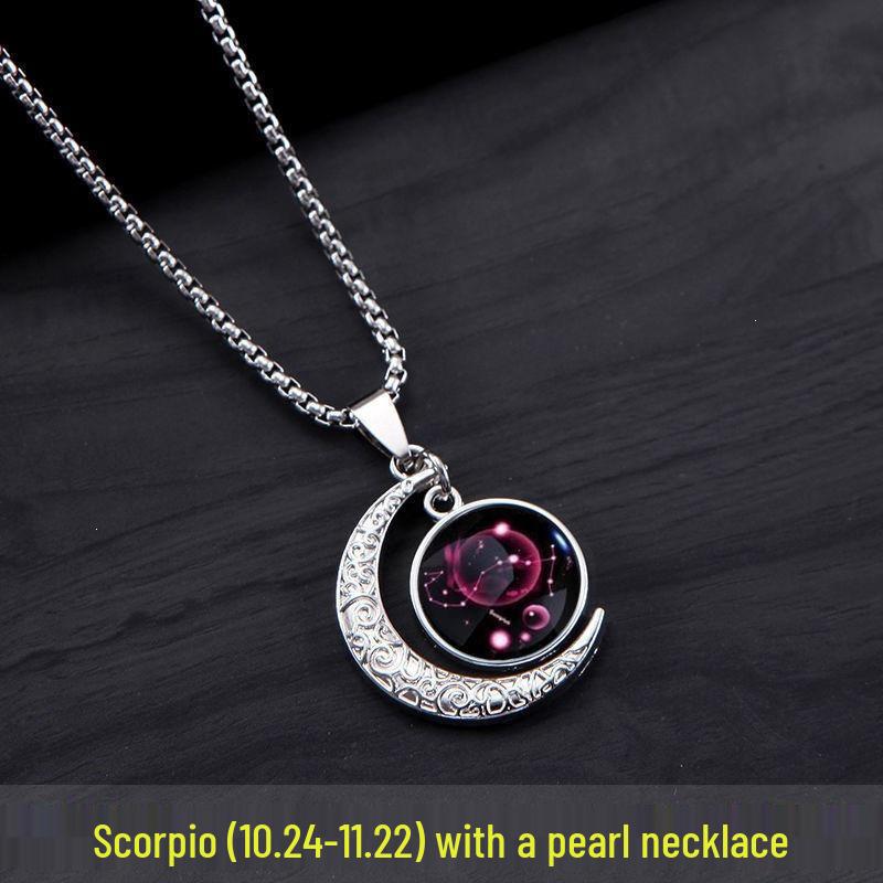 Twelve Constellations Pendant Necklace - Unisex Trendy Retro Earthy Cool Hip Hop Fashion Gift