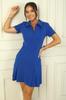 Women's Front Zipper Pleated Detail Lycra Crepe Dress