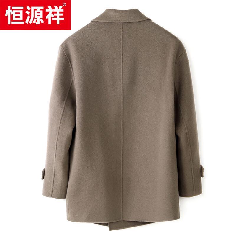 Hengyuanxiang Men's 100% Lamb Wool Double-faced Mid-length Overcoat