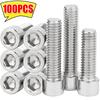 M3/M4 Thread External Hexagon Bolts Screws Set Stainless Steel Allen Head Bolt Screw Hex Socket Cap Nuts Furniture Fasteners
