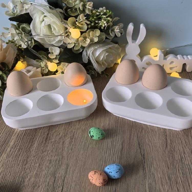 Food Safe Silicone Easters Eggs Tray Mould with 6 Compartments Ideal for Holiday Craft Easy Decorating and Art Projects