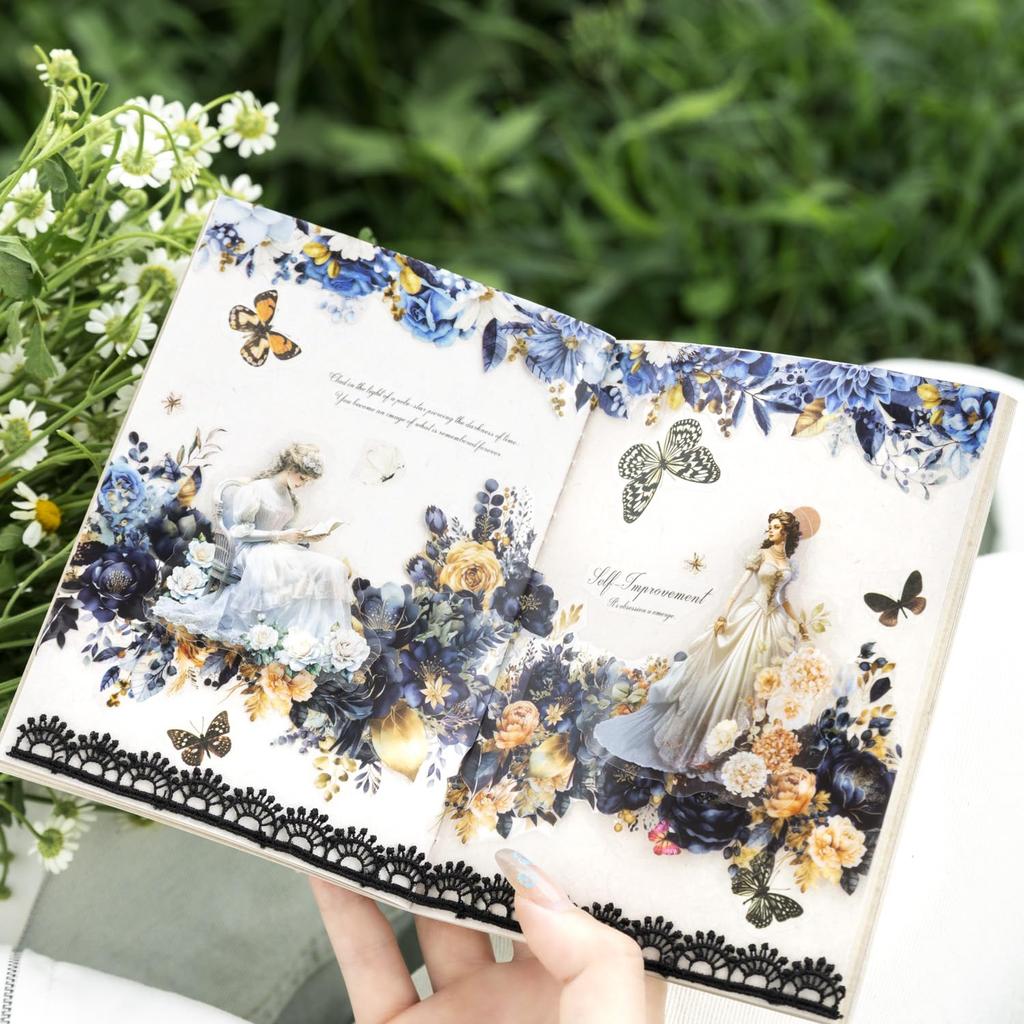 Alideco Masking Cute Floral Plant 50mm Wide X 2m PET Adhesive Wide Stylish Masking Sticker 6-Pack Tape, Design, Landscaping, Clear, Water-Resistant,