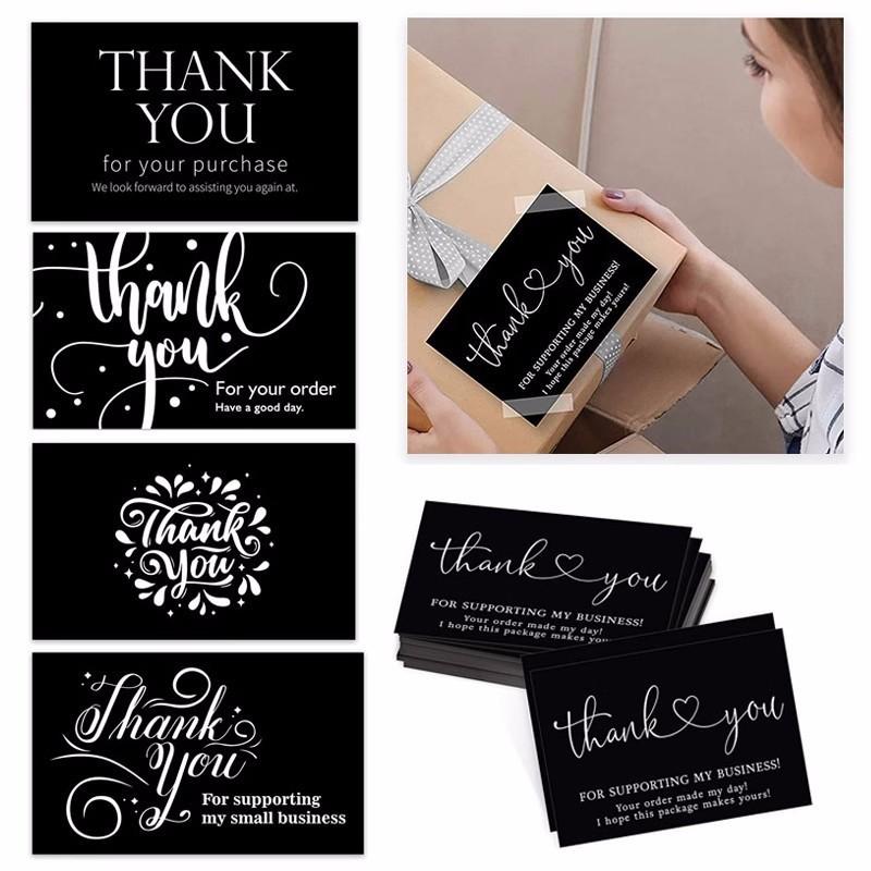 50 Sheets/pack, Black, English Thank-you Card, Thank You, Gift Cards, Bouquet Gift Cards, Packaging, Message Cards