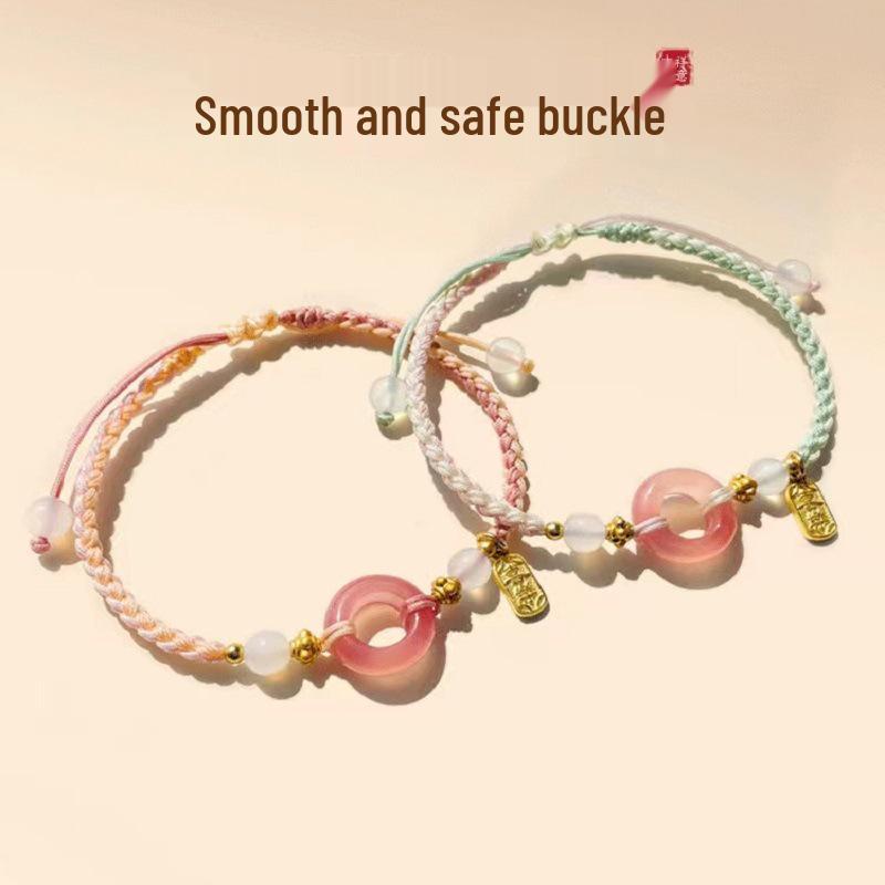 

Peace & Joy Safety Buckle Bracelet - Woven Benmingnian Rope for Couples & Students, Ideal for New Year & Valentine s Day Gifts. Green Couple Buckle