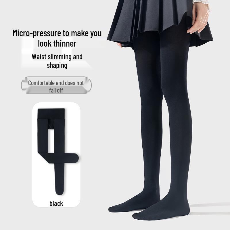 Black Polka Dot Cotton Pantyhose with Heel - Slimming Base Leggings Socks