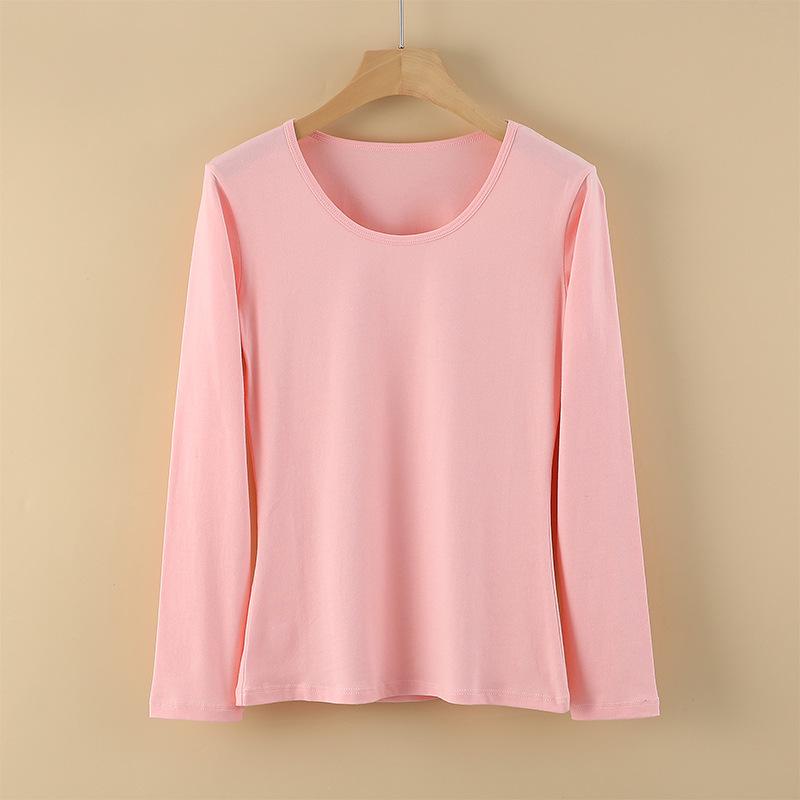 Women's Pure Cotton Long-Sleeve Thermal Sweater - Round Neck, Autumn/Winter Warm Top