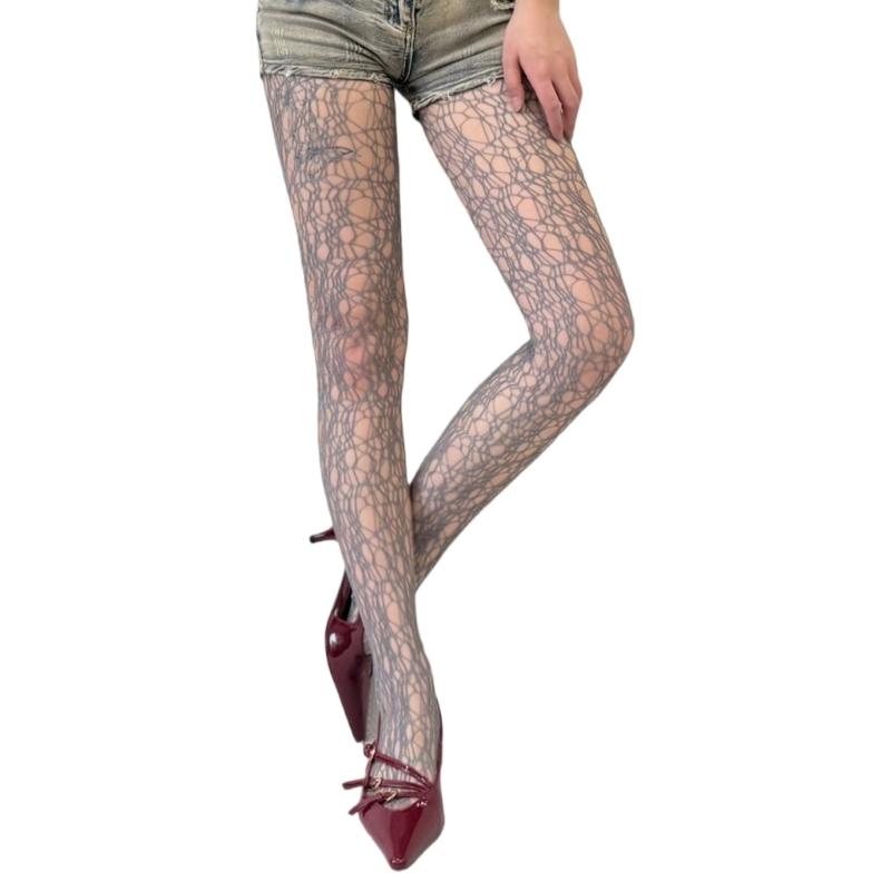 Women Lace Patterned Fishnet Tights High Waist Fishnets Leggings Net Stockings Pantyhose Thigh High Stockings Hosiery