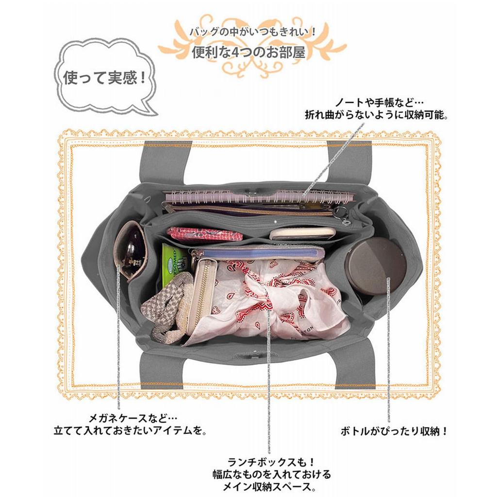 Divider Partition Water Repellent Mini Tote Bag SN Deli Parooty Hassui A 1463 [Routeto] (Gray)