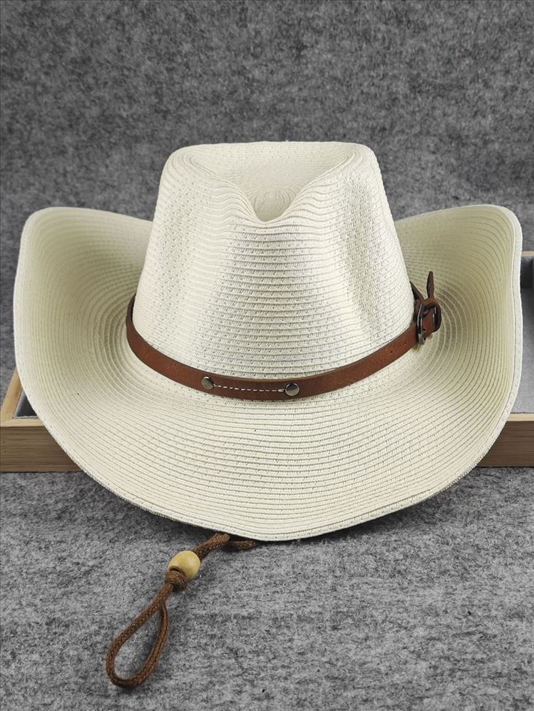 

62cm large waisted cowboy hat, summer Sunscreen sun hat, foldable summer beach travel straw hat, large waisted men s hat M 57-58cm белый