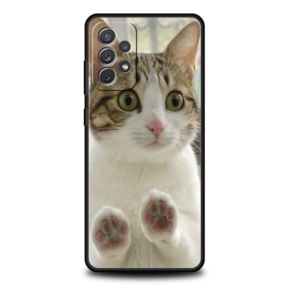 Kawaii Love Cat Phone Case For Samsung Galaxy A17 A07 A55 A35 A25 A15 A05s A33 5G A31 A23 A21s A13 A41 A73 A53 A51 A71 A03 Cover