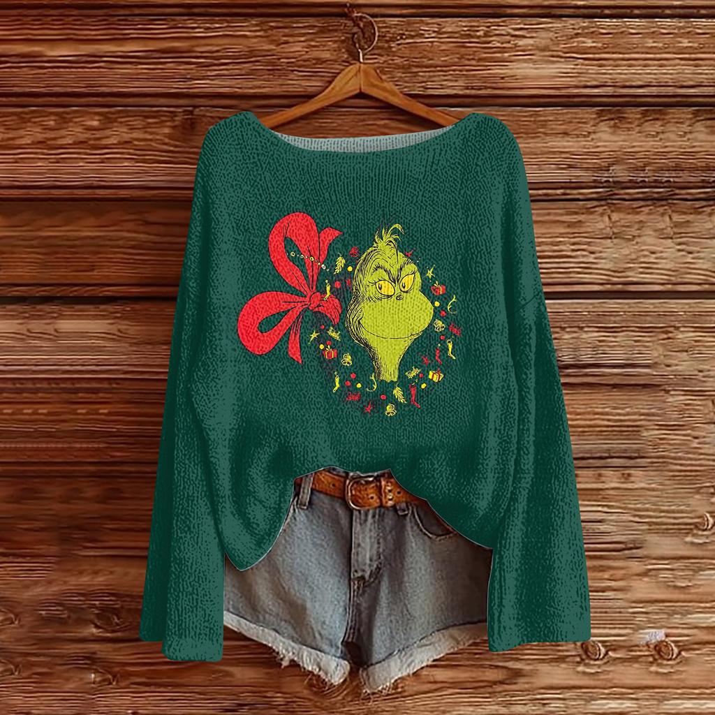 Women's Fashion Round Neck Long Sleeve Pullover Faux Sweater Knitted Pullover Top