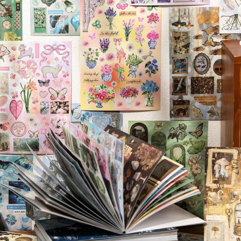 30-Sheet Japanese Vintage-Style Sticker Book, Retro Old-School Designs for Journal & Craft Decor