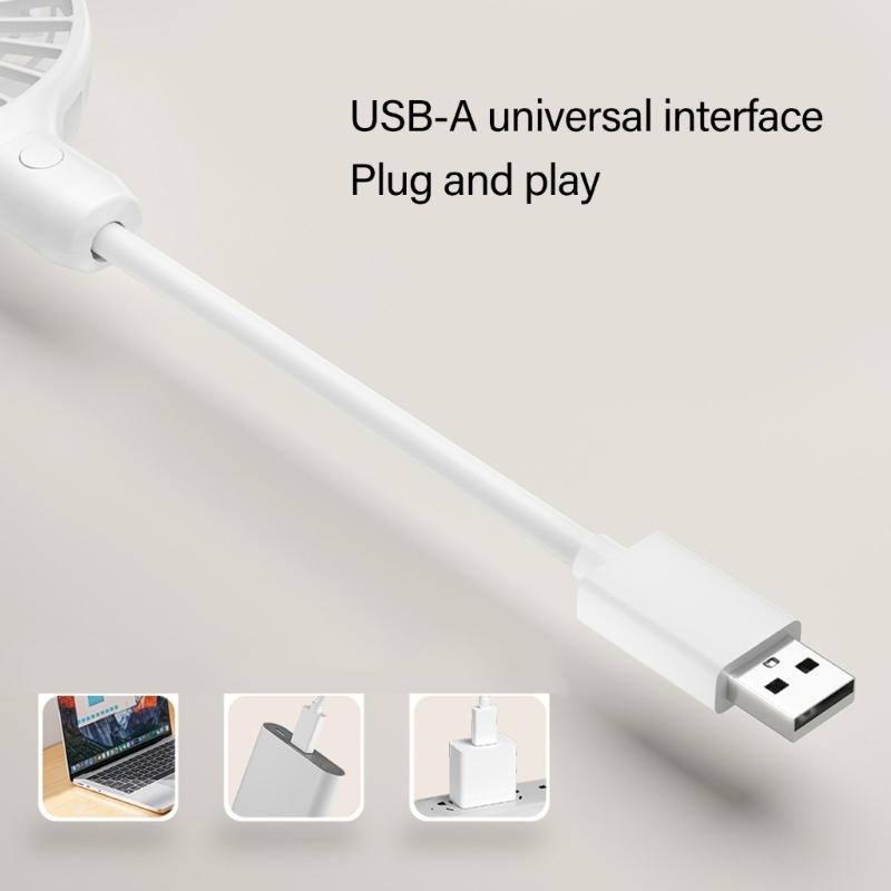USB Tischventilator Verstellbarer Biegsamer Hals Design 1 Geschwindigkeit Leiser Motor für Zuhause Büro Außenbereich 5V Eingang