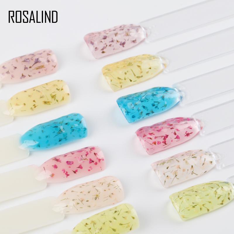 ROSALIND 5ml Dry Flower Fairy Gel Nail Polish DIY Dried Flower Semi Permanent Soak Off New Style Nail Art Top Base Hybrid Varnish UV Nail Gel