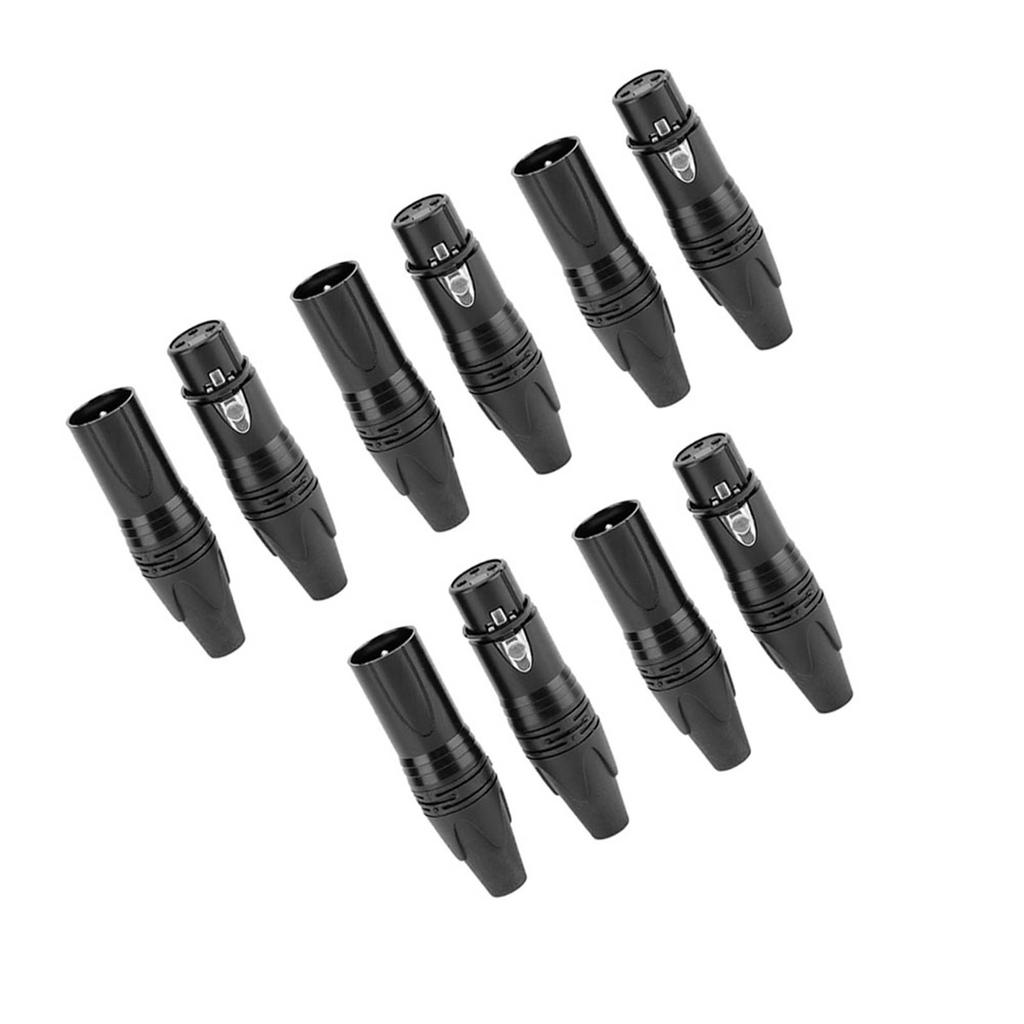 5 Perechi Mufă XLR cu 3 Pini Soclu Audio Conector Cannon Negru