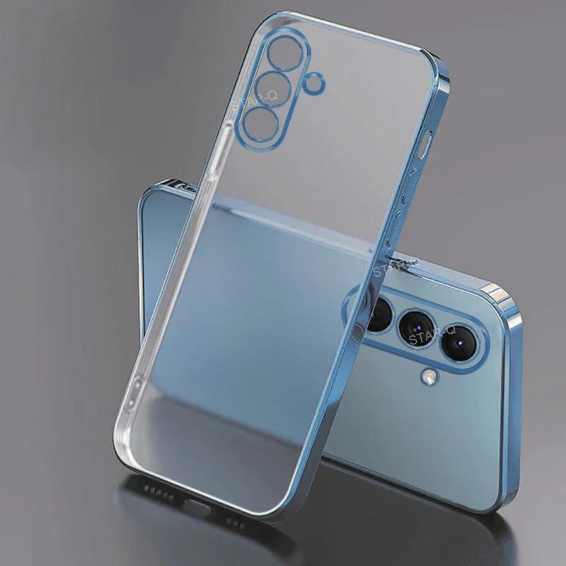 Luxury Transparent Plating Phone Case for Samsung Galaxy S25FE A57/37/27/17/07 A56/36/26/16/06 A55/35/25/15/05S Protection Cover
