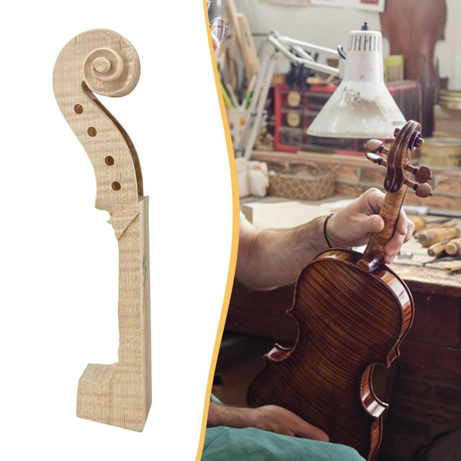 

4/4 Size Violin Neck Headstock, Premium Repair Parts Without Finish Or Paint, Easy to Use, Without Fingerboard